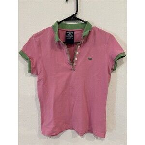 Vintage Polo Jeans Co. Ralph Lauren Cotton Women's Polo Pink with Green Collar L